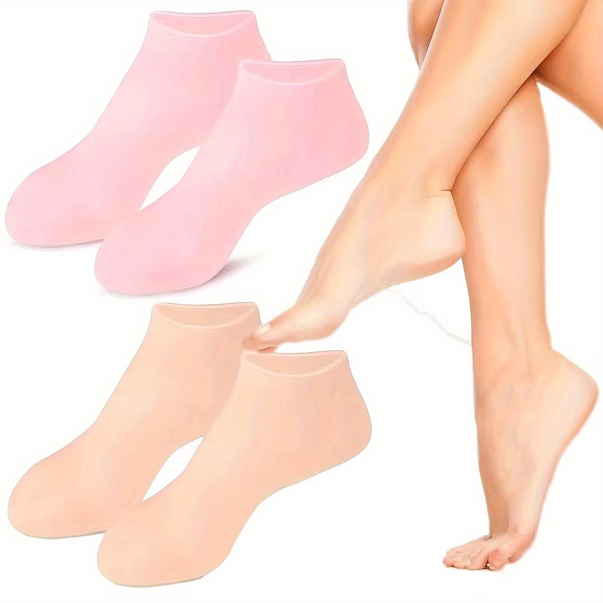 건조하고 갈라진 발을 위한 2팩 모이스춰라이징 실리콘 젤 양말 영양 피부 윤활 풋 케어 마사지 양말
